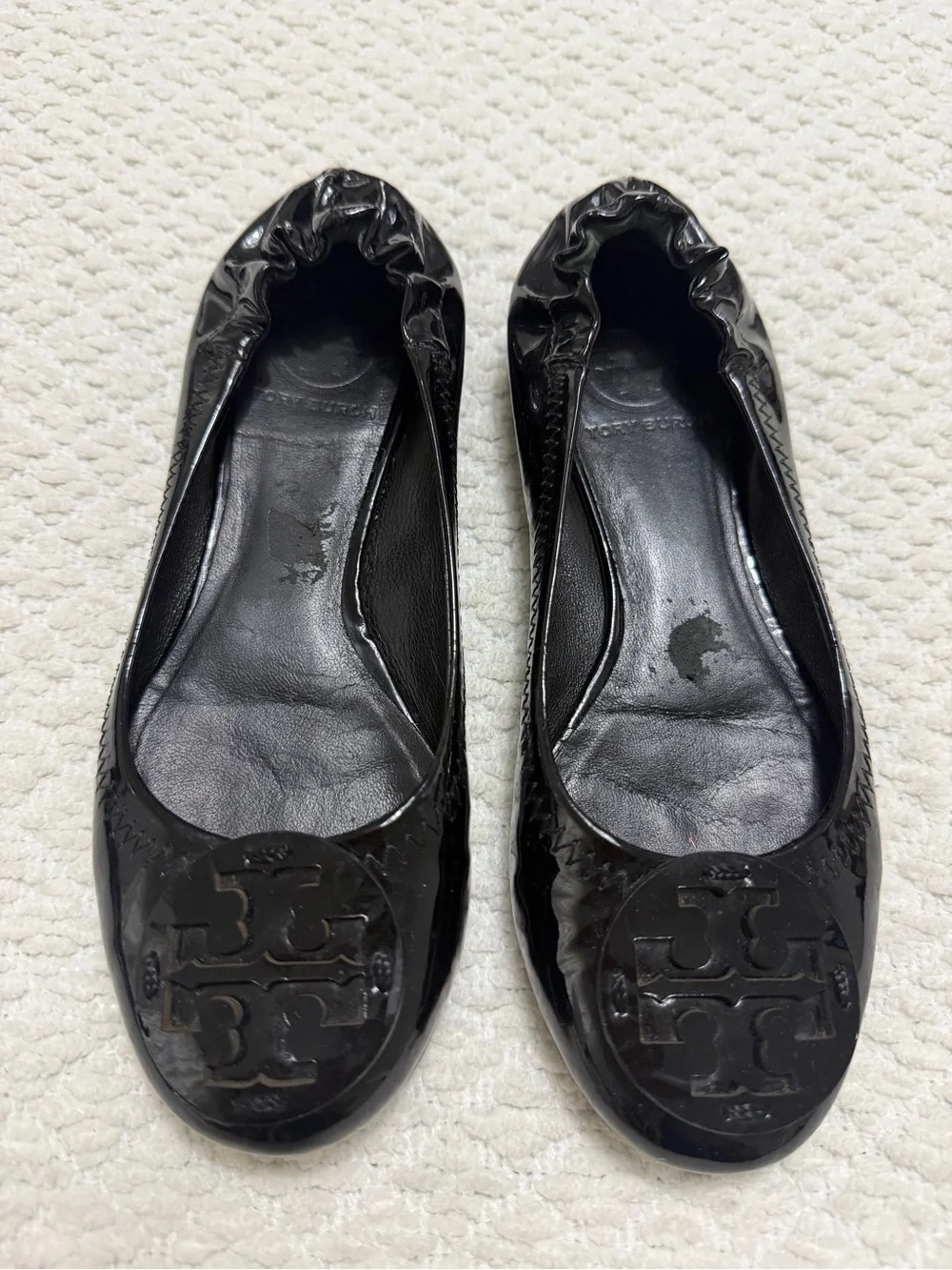 Tory Burch Reva Ballerina Patent Leather Flats Black Shoes Women’s Size 6.5 - Picture 1 of 10